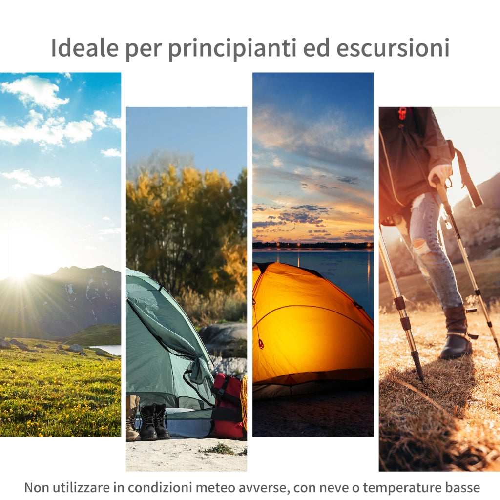 Tenda da Campeggio 2 Posti con Apertura Automatica e Accessori Inclusi, Tenda da Viaggio in Acciaio, Tessuto Oxford e Fibra di vetro, Grigia e Nera