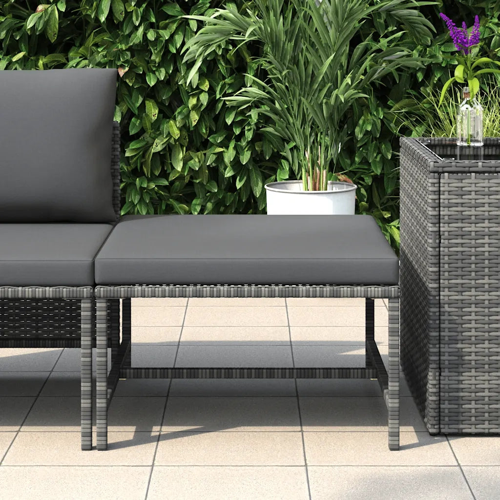 Poggiapiedi Modulare con Cuscino in Polyrattan Grigio CFW9816551