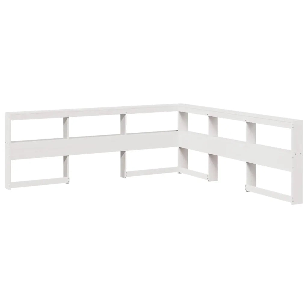 Letto Libreria senza Materasso-Struttura Letto con contenitore Bianco 135x190 cm Legno di Pino 285224