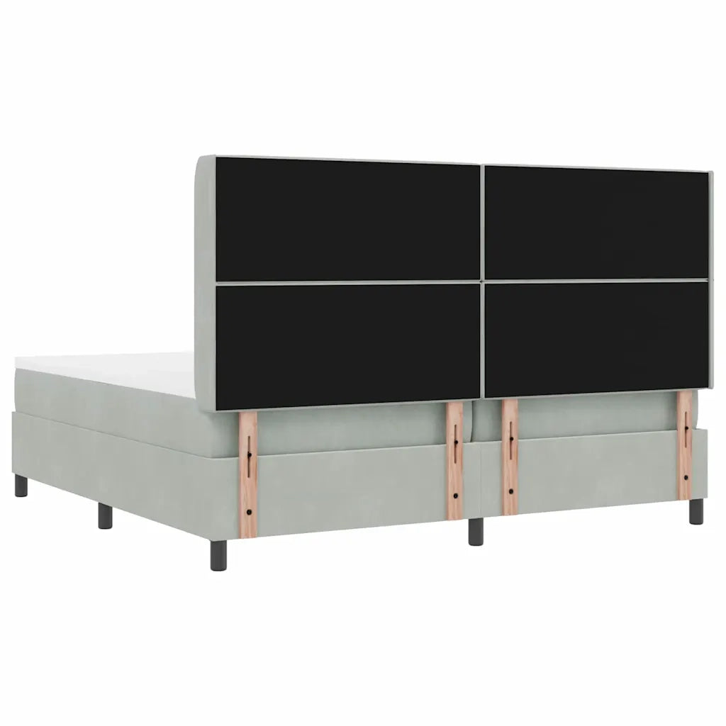 Letto a molle con materasso Grigio chiaro 200 x 200 cm Velluto