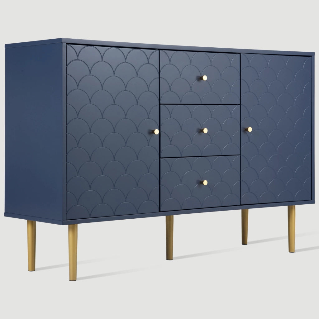 Cassettiera Sideboard con 2 Ante e 3 Cassetti ¨C MINIMAL ¨C Blu Navy, 120x40x83 cm