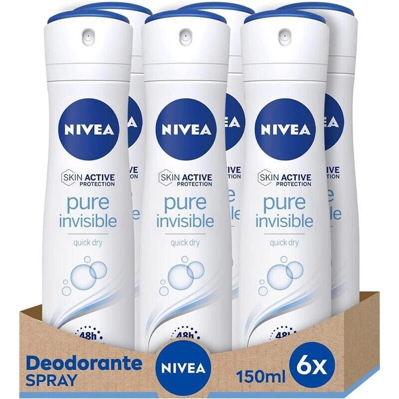 SET 6 NIVEA DEODORANTE SPRAY PURE INVISIBLE 150 ML