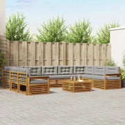 Set di divani da esterno 10 pcs Grigio Naturale e Chiaro