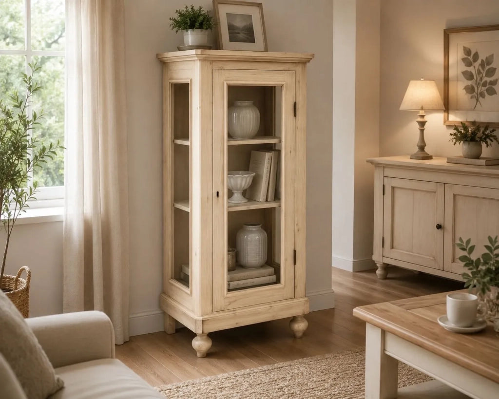 Vetrina 1 anta in legno grezzo l.60 p.40 h.131 (1102) - Mobili 2G