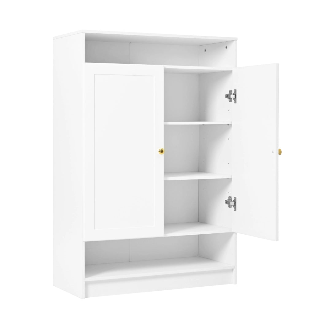 Mobile portascarpe bianco 146x34x109 cm con ripiani regolabili