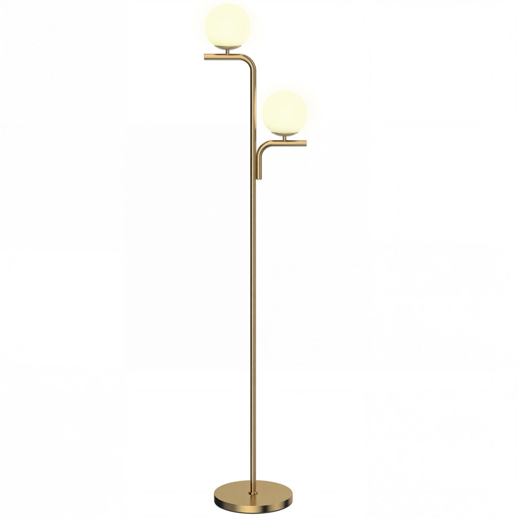 Lampada da Terra a Doppia Testa ¨C Minimal ¨C Dorato, Vetro, 3 Temperature