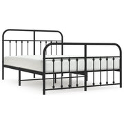 Letto matrimoniale | Letto per adulti | Giroletto con Testiera e Pediera Metallo Nero 140x200 cm