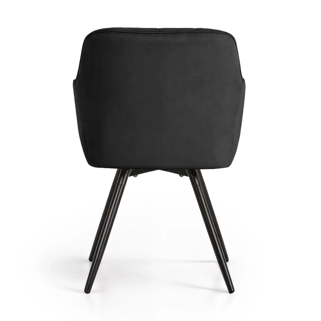 Set di 2 Sedie girevoli in velluto con cuciture TURNO Nero gambe nere