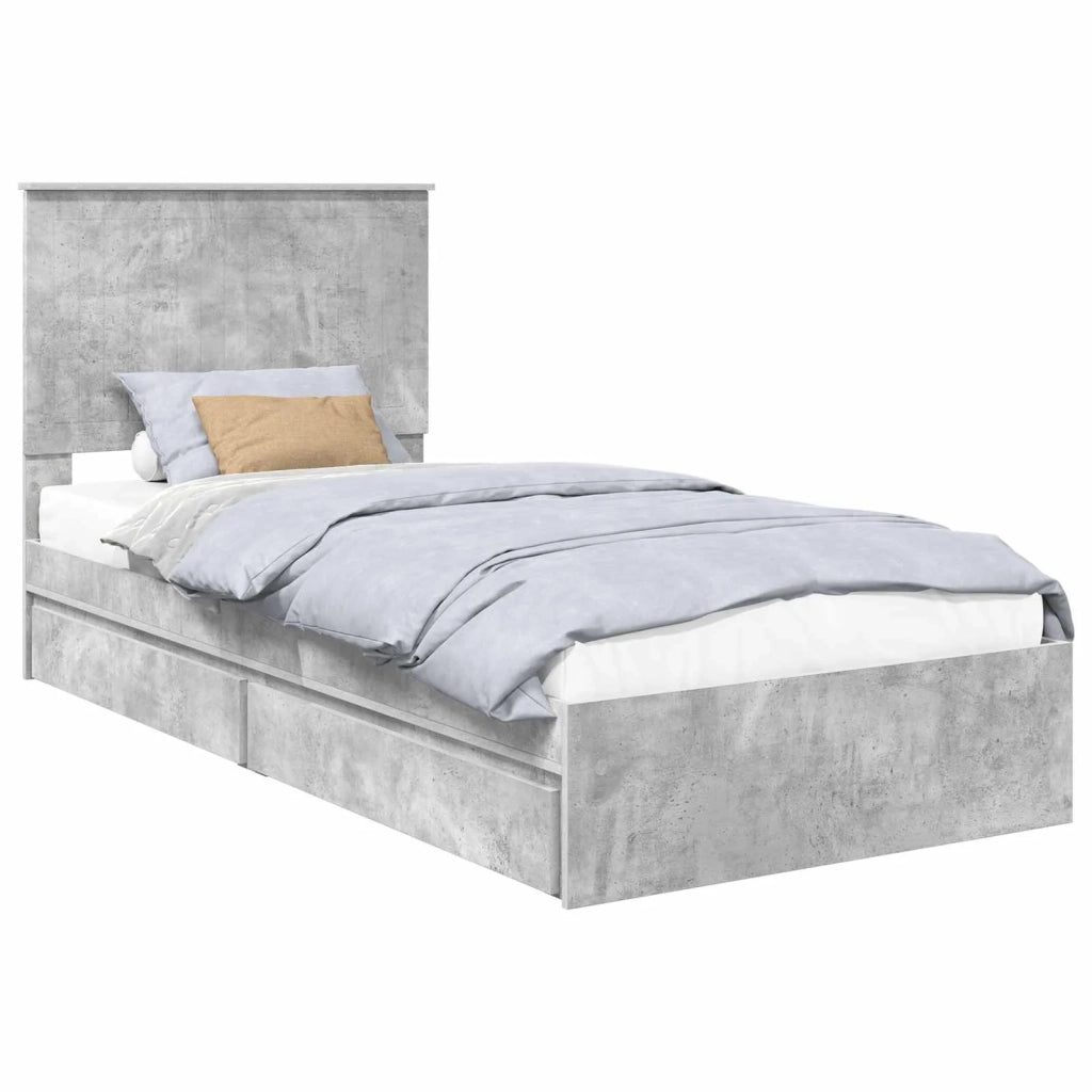 Letto con Contenitore con testiera Grigio cemento 90 x 190 cm 3411253
