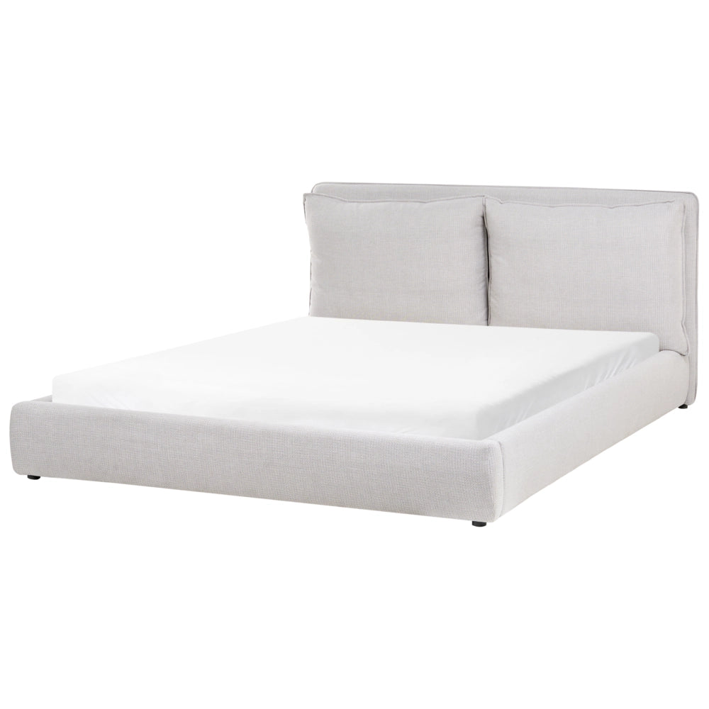 Letto matrimoniale bouclè grigio chiaro con testiera imbottita 180 x 200 cm camera da letto moderna