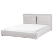 Letto matrimoniale bouclè grigio chiaro con testiera imbottita 180 x 200 cm camera da letto moderna