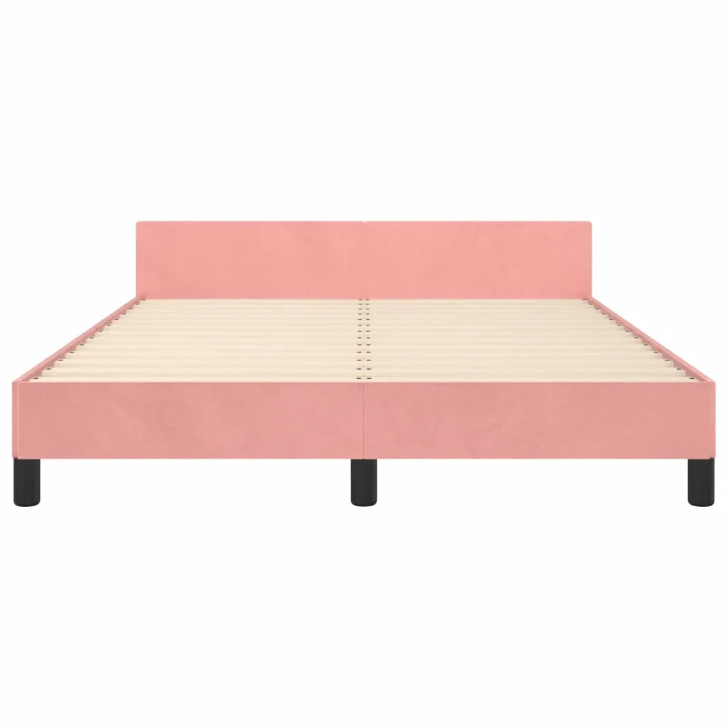 Giroletto con Testiera-Struttura Letto con testiera Rosa 140x200 cm in Velluto 287740