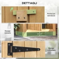 Casetta da Giardino in Legno di Abete con Anta, Armadio da Esterno Porta Attrezzi da Giardino con 3 Mensole e Tetto in Asfalto Impermeabile, 77.5x54.2x179.5cm