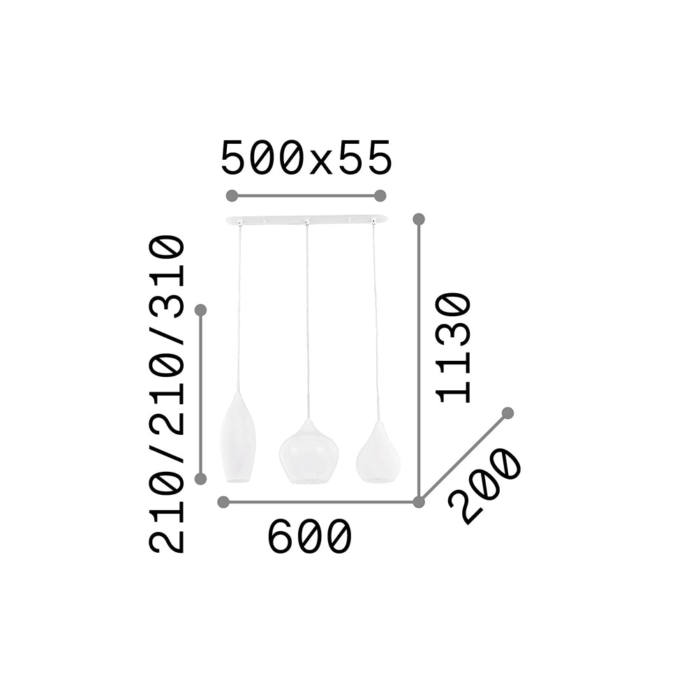 Sospensione Moderna Soft Metallo Fumè 3 Luci E14