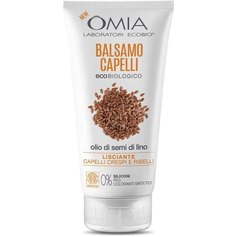 OMIA BALSAMO CAPELLI ECO BIO CON OLIO DI SEMI DI LINO PER CAPELLI CRESPI LISCIANTE E DISCIPLINANTE DA 180 ML