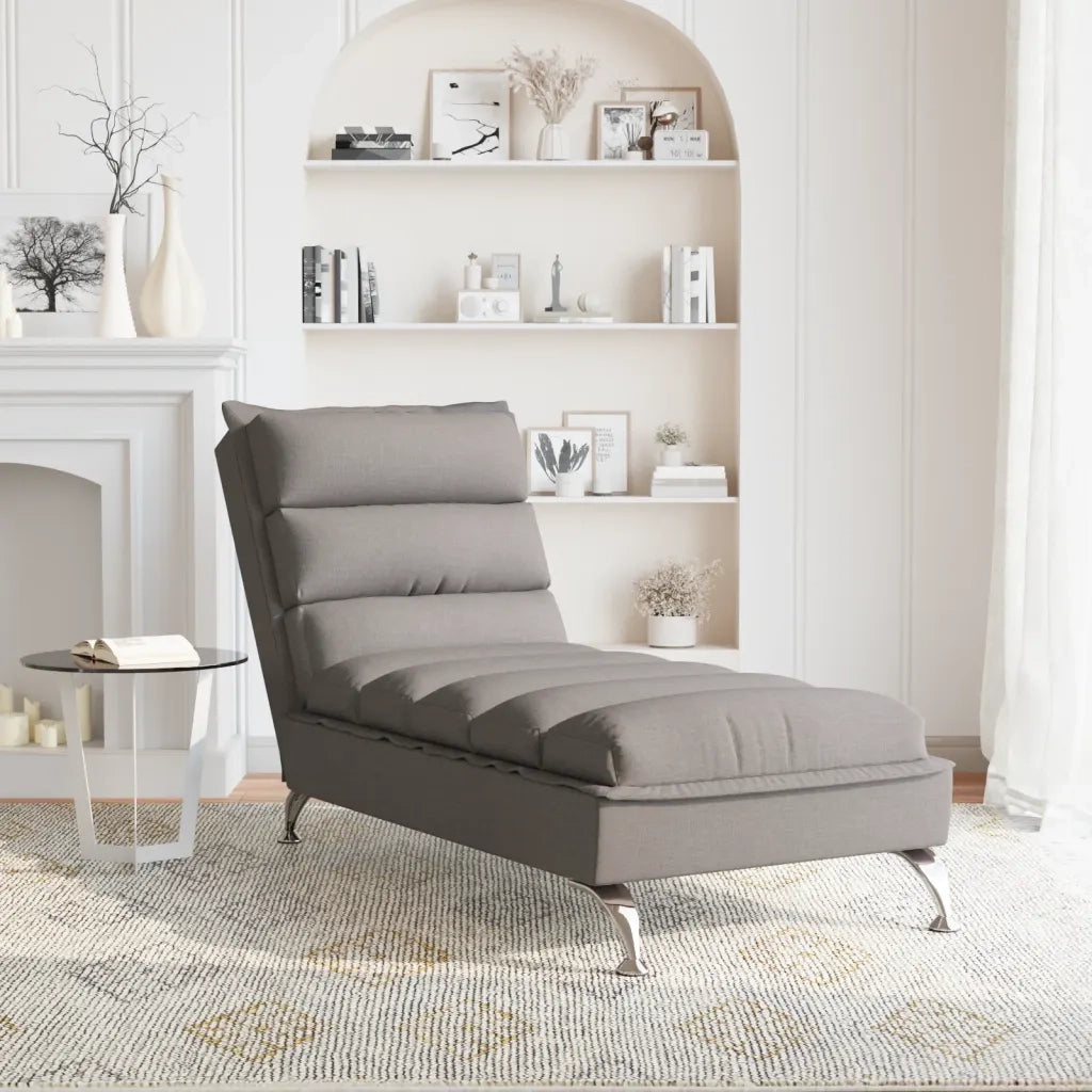Chaise Longue con Cuscini Tortora in Tessuto 379472