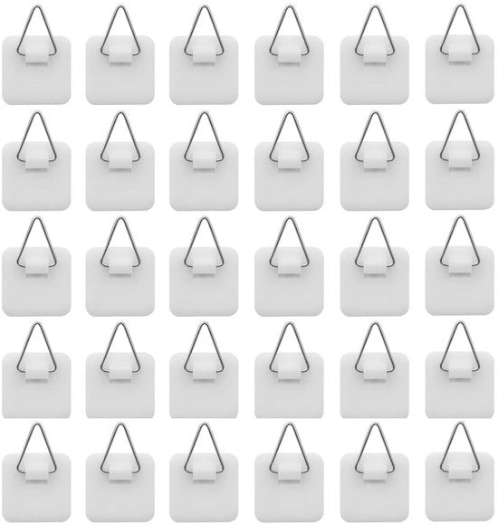 Haken Quadrati per Foto 30 Stuks - Kleefhaken Invisibili - 2,5 x 2,5 cm - Materiale Kunststoff/Metallo - Kleef Supporti