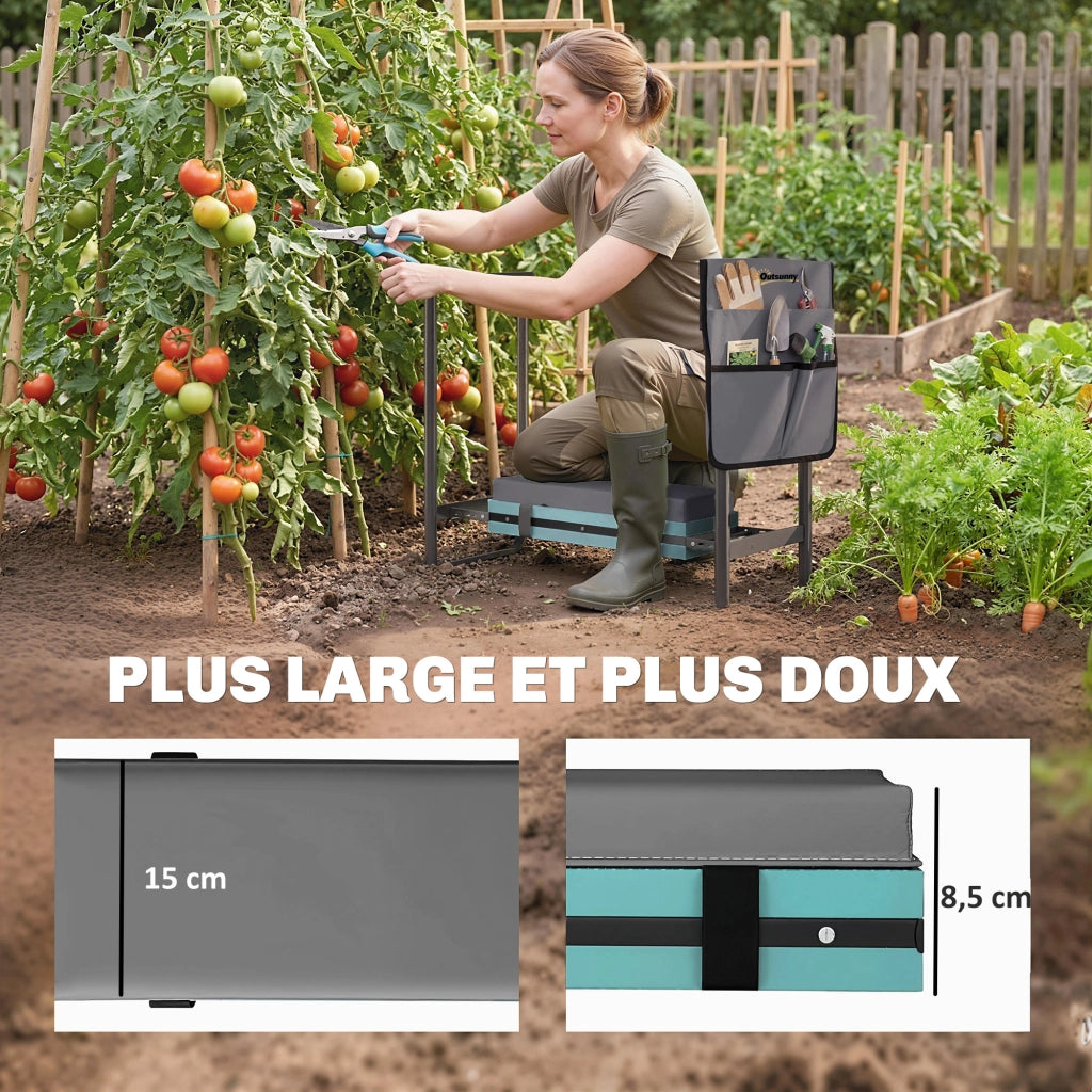 Sgabello Pieghevole Giardino con Cuscino e Tasche ¨C zephmum ¨C Grigio Scuro