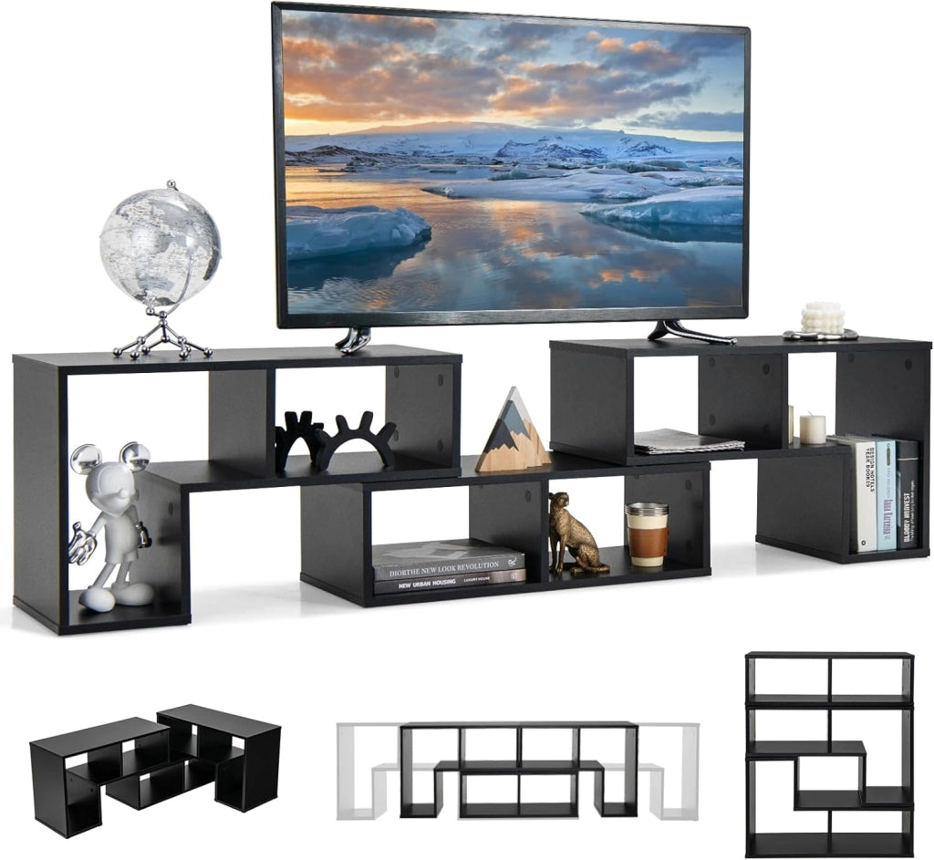 Mobile TV con Ripiani Aperti, Supporto per TV Moderno Fino a 65 Pollici, Ideale per Soggiorno,Camera, 2 Colori,134-180x30x43 cm (Marrone)