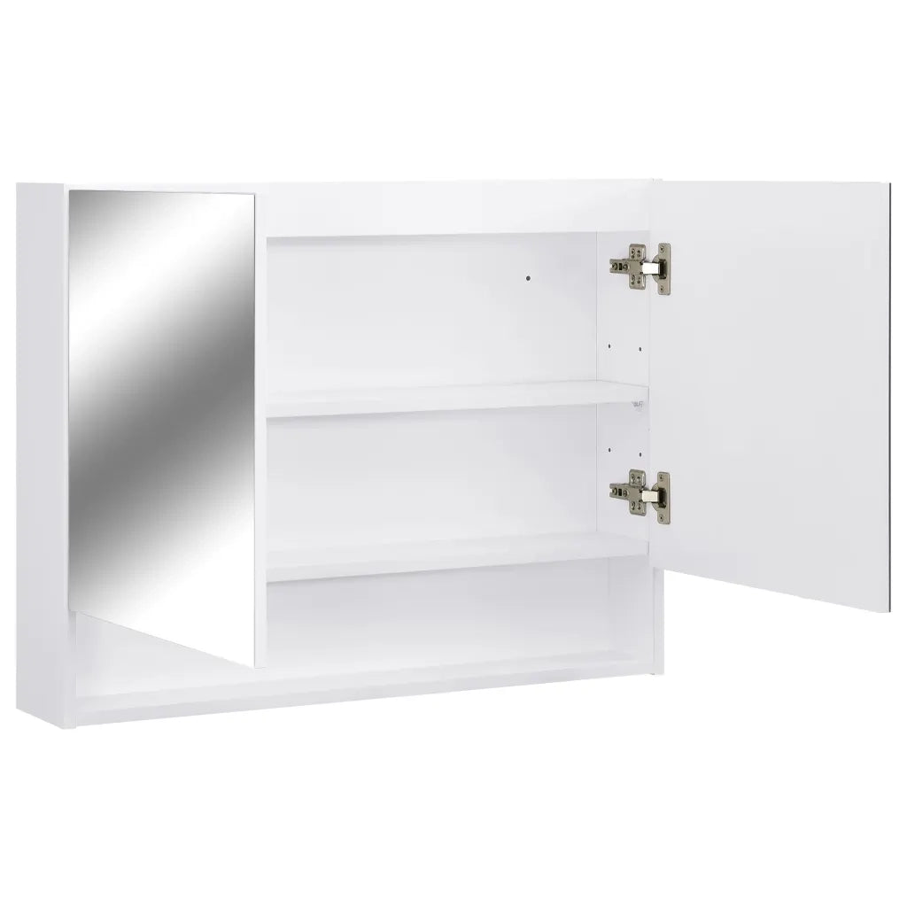 Armadietto a Specchio | Armadio da bagno con LED Bianco 80x15x60 cm in MDF