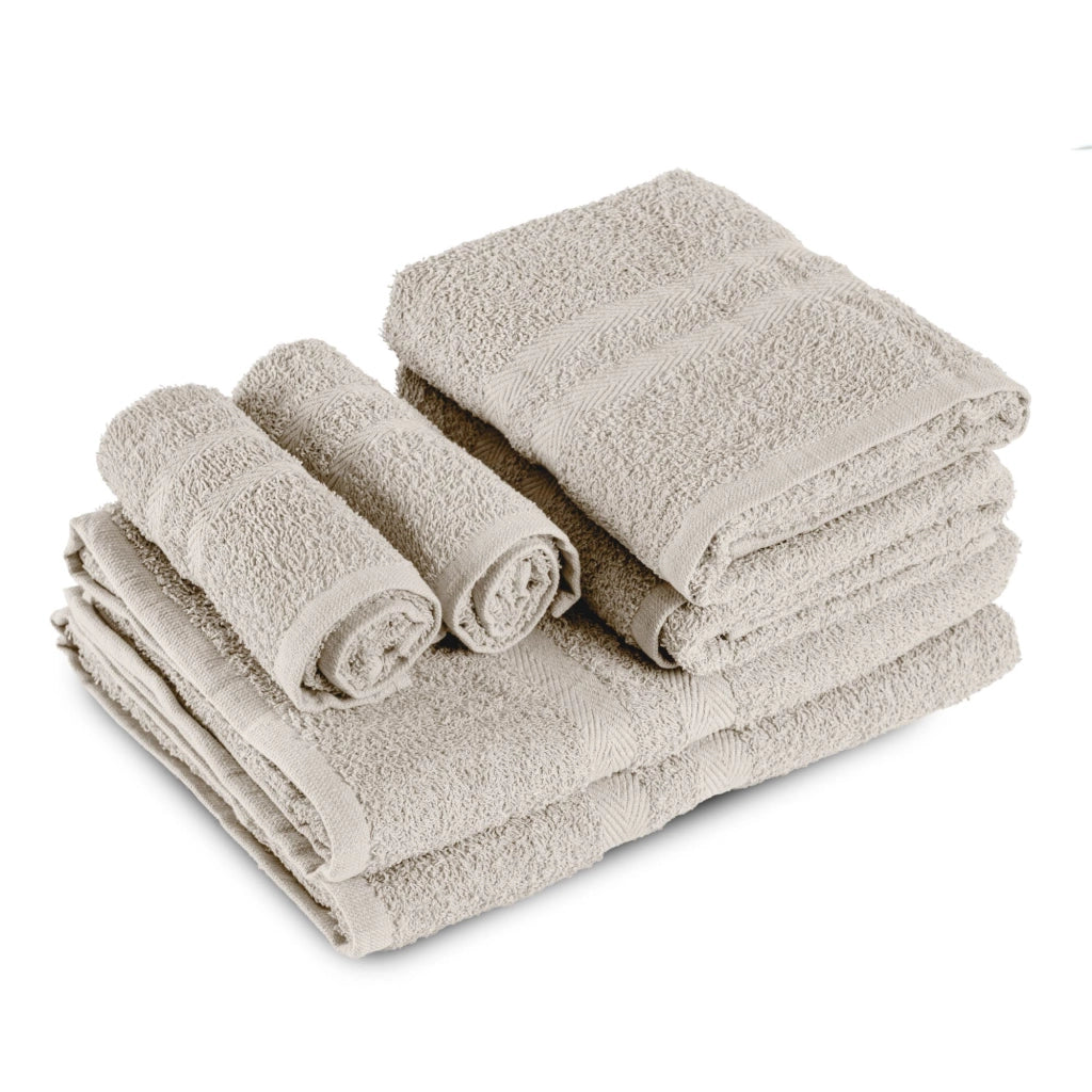 Set Asciugamani Bagno 6 Pezzi in Spugna di Cotone 400 g/m², 2 Teli 70x140 cm, 2 Asciugamani 50x90 cm e 2 Ospiti 30x50 cm, Morbidi e Assorbenti Panna
