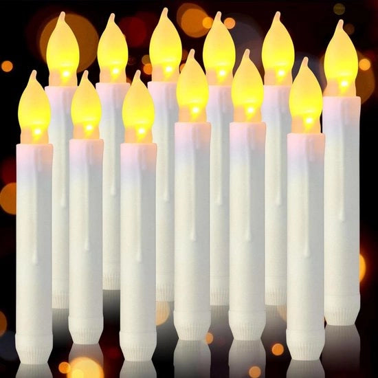 12 candele a LED che lampeggiano - candele elettriche a batterie - luce calda bianca - decorazione natalizia.
