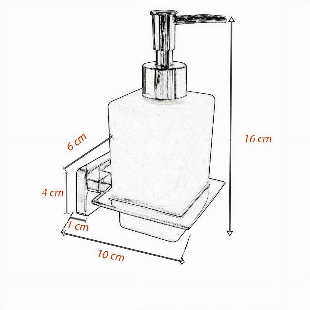 Trade Shop - Dispenser Sapone Cubico Da Muro In Acciaio Vetro Satinato 16cm Arredo Bagno 87215 -