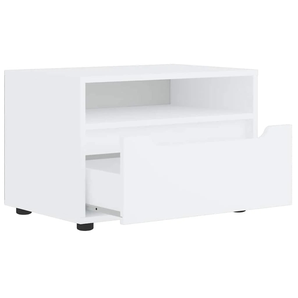 Mobile TV moderno salvaspazio con cassetto e ripiano 60 x 40 x 38 cm legno ingegnerizzato bianco 02_0058329