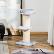 Albero tiragraffi per gatti con piattaforma e palo in sisal, 45x45x91 cm, azzurro chiaro