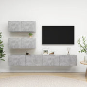 Set Porta TV 4 pz Grigio Cemento in Truciolato  cod mxl 34044