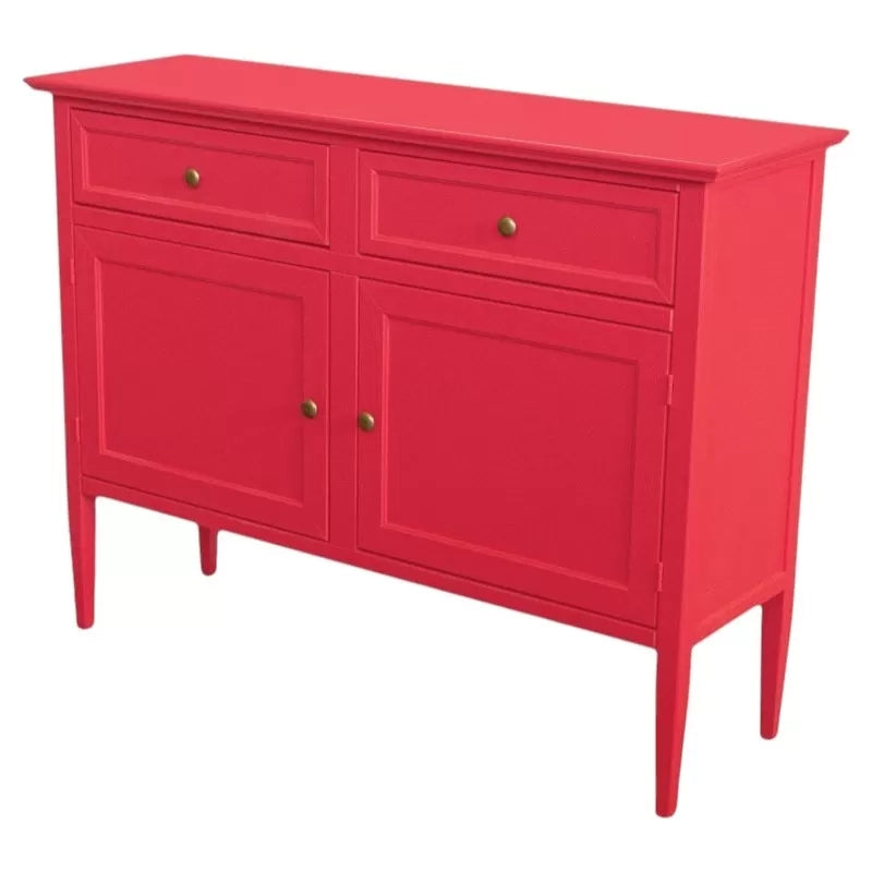 Madia credenza 2 porte 2 cassetti legno shabby rosso lampone 110x35x83 - Mobili 2G