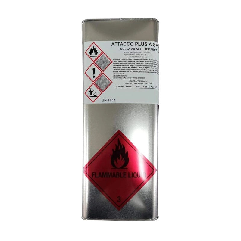 Colla Premium AttaccoPlus per Tessuto Cielo Auto e Altri Materiali da 4,5kg - Alta Temperatura - Applicabile a Spruzzo o Pennello - Made in Italy