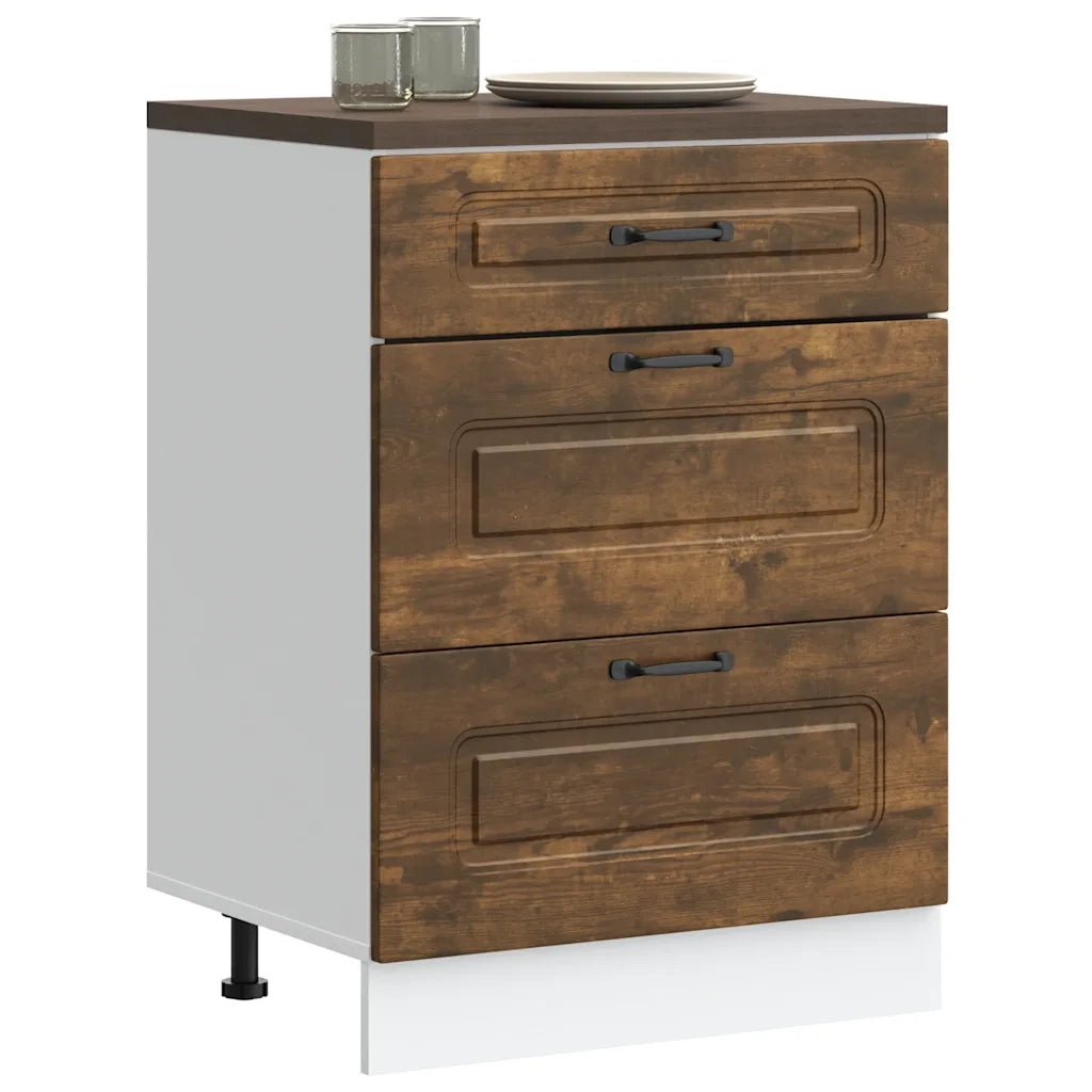 vidaXL Base da Cucina Kalmar Rovere Fumo in Legno Multistrato