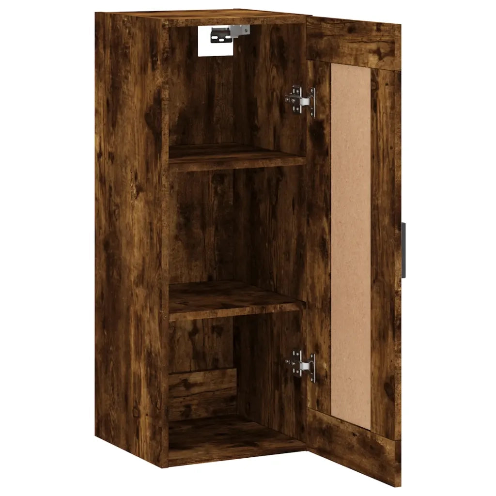 Armadietto a Muro | Mobile a Parete Rovere Fumo 34,5x34x90 cm in Legno Multistrato
