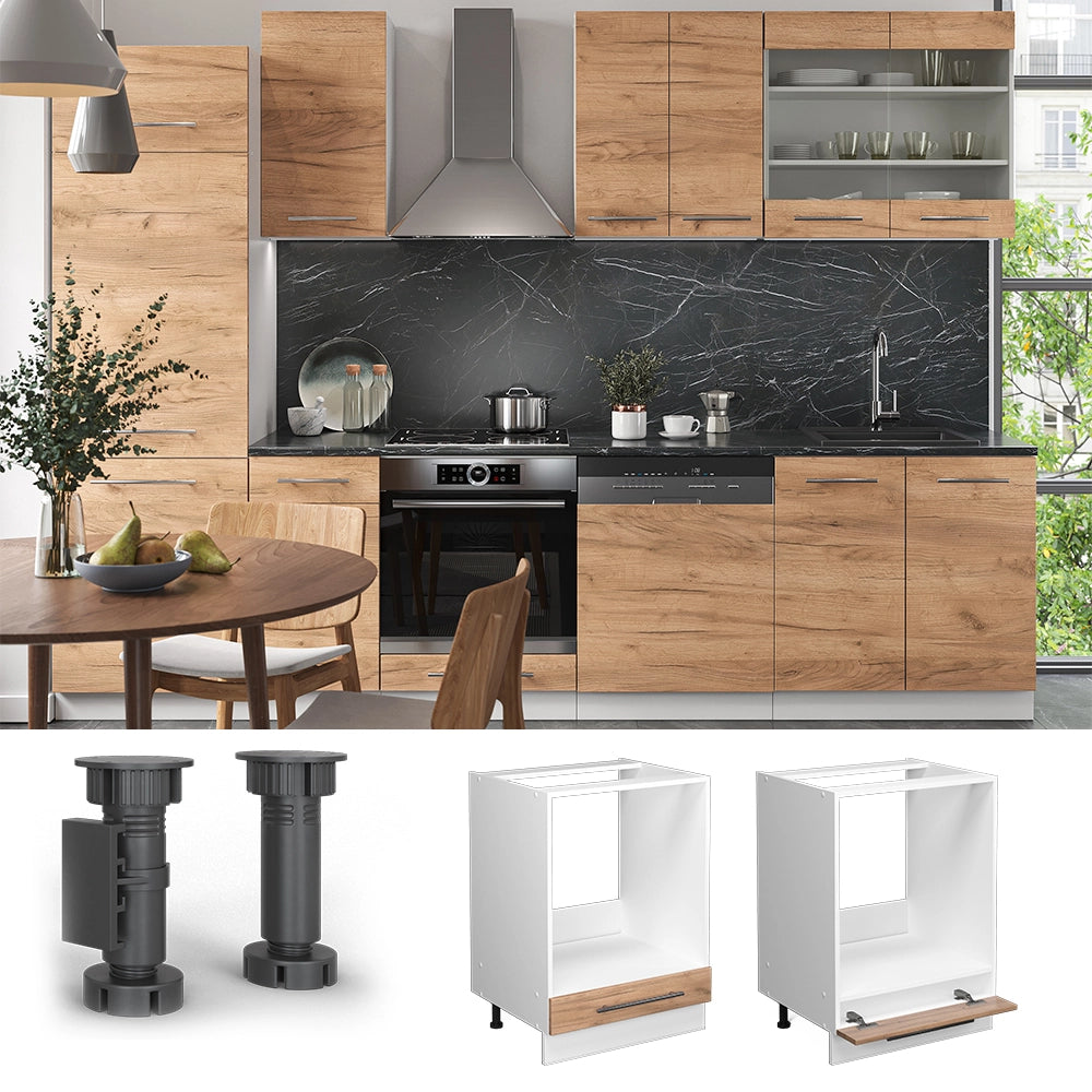Mobile per forno da incasso Fame-Line Rovere dorato/Bianco 60 cm, PL Antracite Vicco