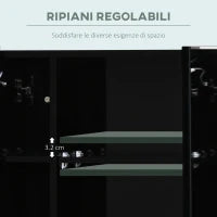 kleankin Armadietto con Specchio da Bagno a Parete in MDF con 3 Armadietti, 3 Ripiani e Luce LED, 90x15x65 cm, Nero