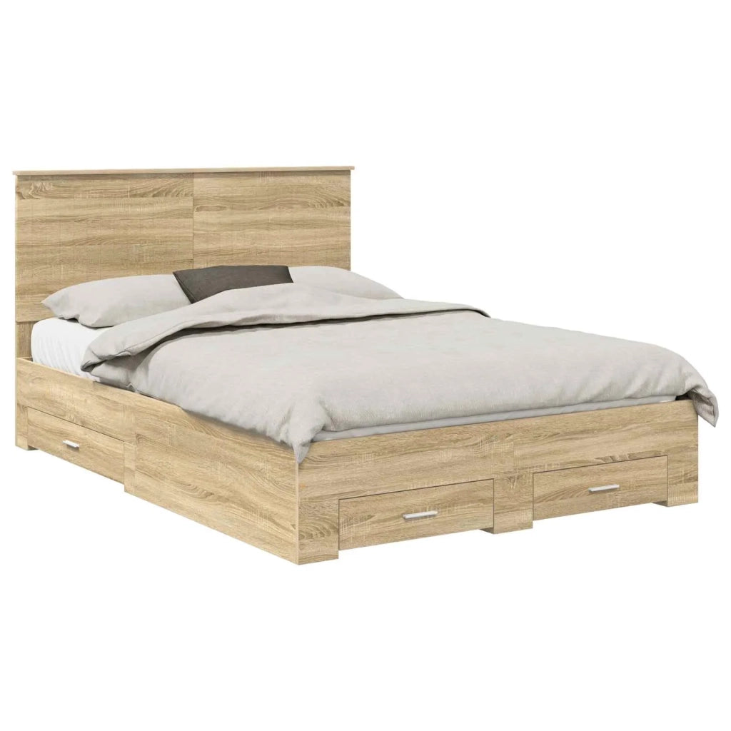 Struttura del letto con testiera Rovere Sonoma 140 x 190 cm 3411307