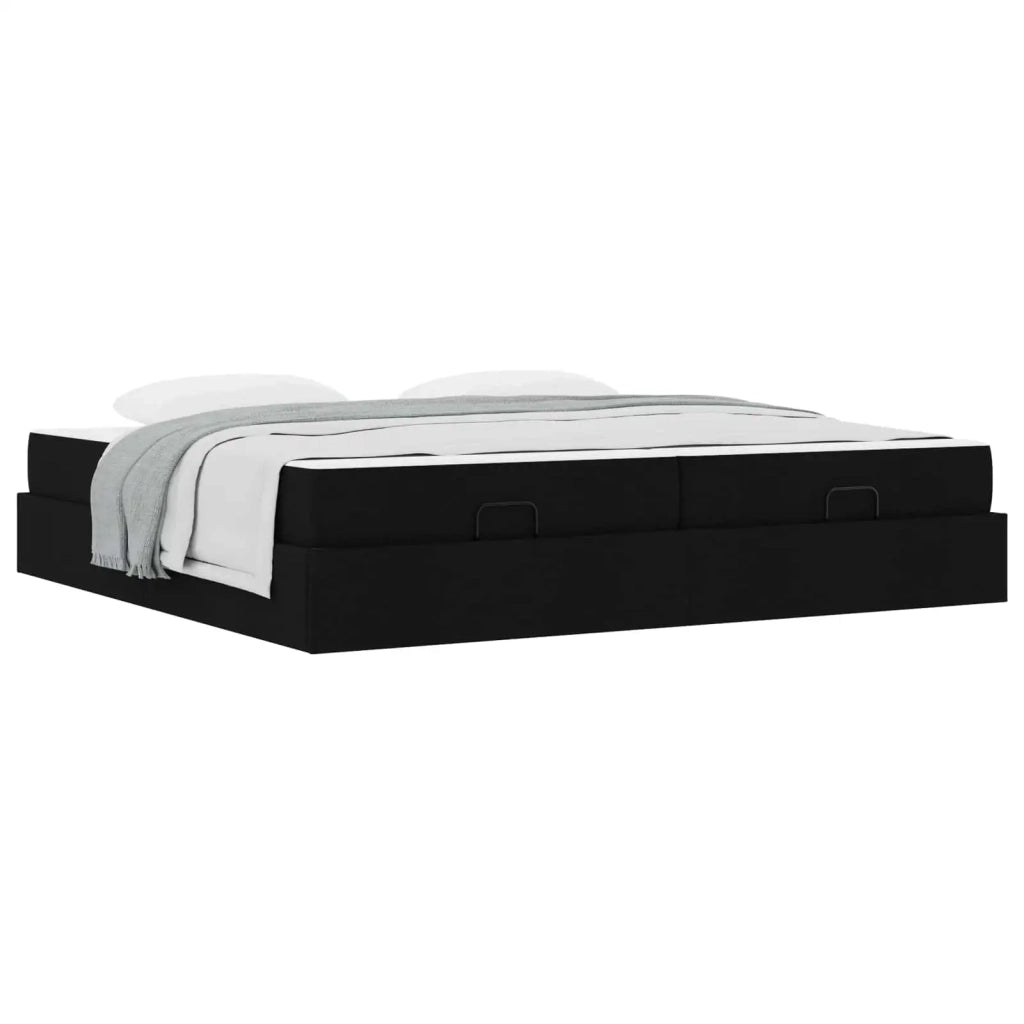 Struttura letto con materasso con materasso 2 pcs Nero Tessuto