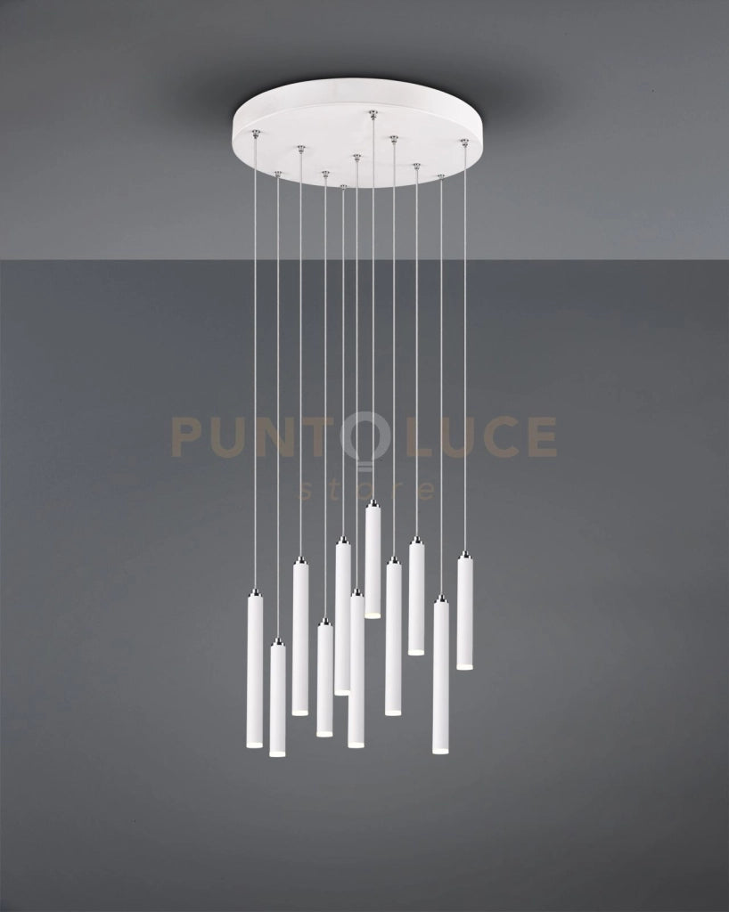 TUBULAR SOSPENSIONE LED 30,8W 3850lm, 3000K ROTONDA 11 TUBI BIANCA DIMMERABILE CON INTERRUTTORE D. 2,2 D. 40CM