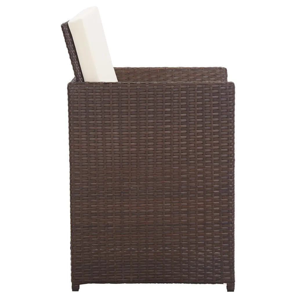 Set da Pranzo da Giardino 15 pz con Cuscini Polyrattan Marrone 46421