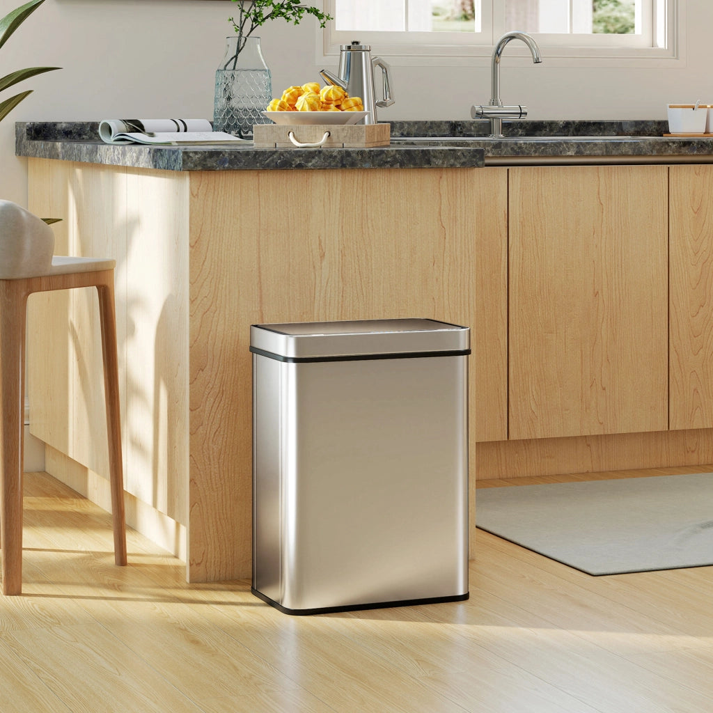 Cestino Sensore 50 L, Coperchio Automatico ¨C zephmum ¨C Acciaio Inossidabile, Argento
