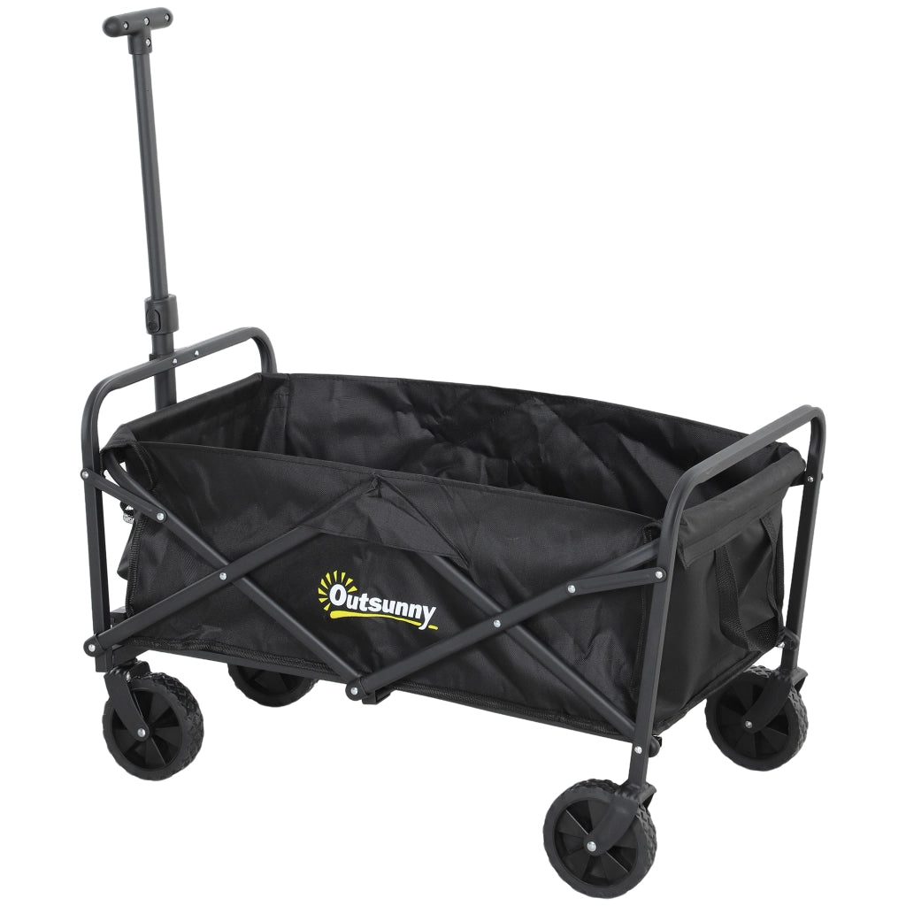 Carrello da Giardino Pleghevole con Ruote ¨C zephmum ¨C 64x42x27 cm Nero
