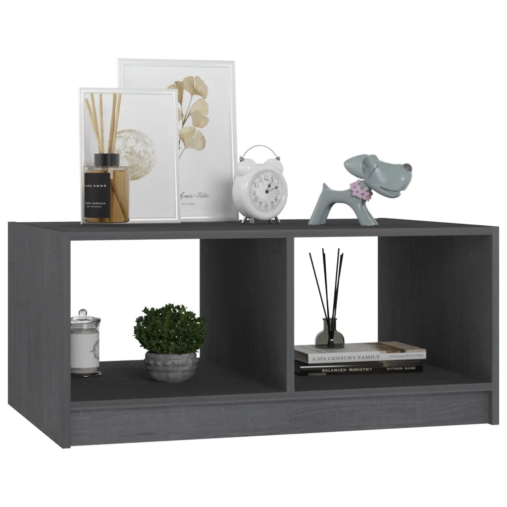 Tavolino da Salotto Grigio 75x50x33,5 cm Legno Massello di Pino 809908