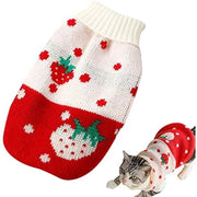Pantaloni per gatti tessuti a maglia abbigliamento per animali cappotto - grande aardbei rosso - (taglia M) lunghezza 22 cm