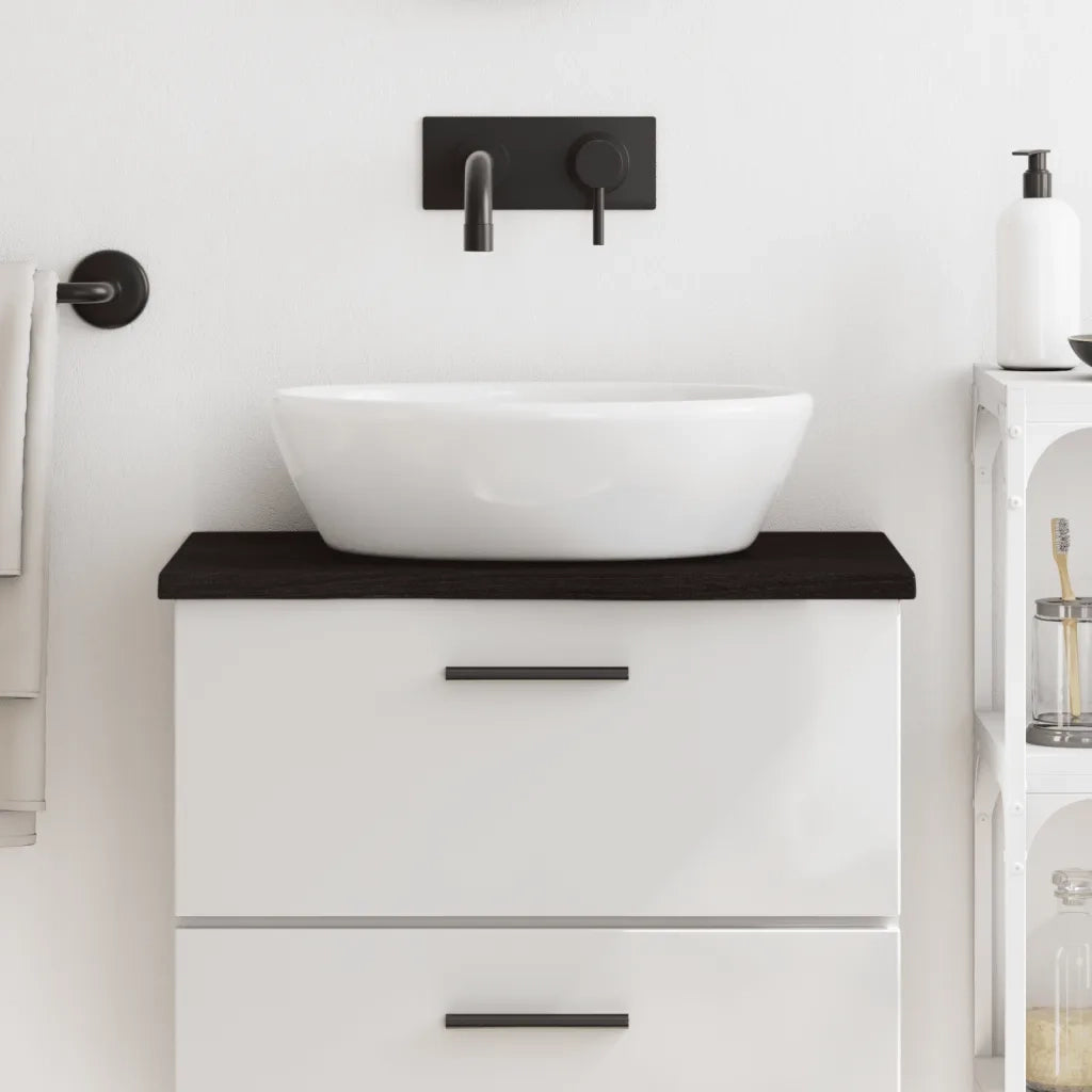 Piano Bagno Marrone Scuro 60x40x2 cm Legno Massello Trattato 3156200