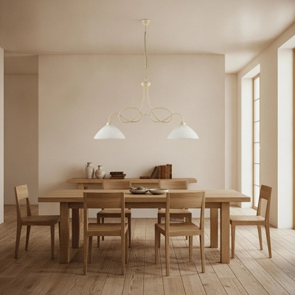 Lampadario Rustico Bistrot 2 Luci Avorio e Bianco LuceArt Classic
