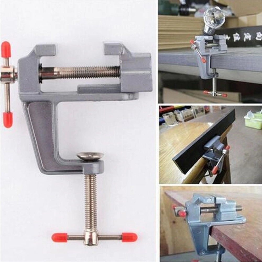 Trade Shop - Morsetto Mini Morsa Supporto Regolabile Girevole Metallo Lampada Tavolo Perno -