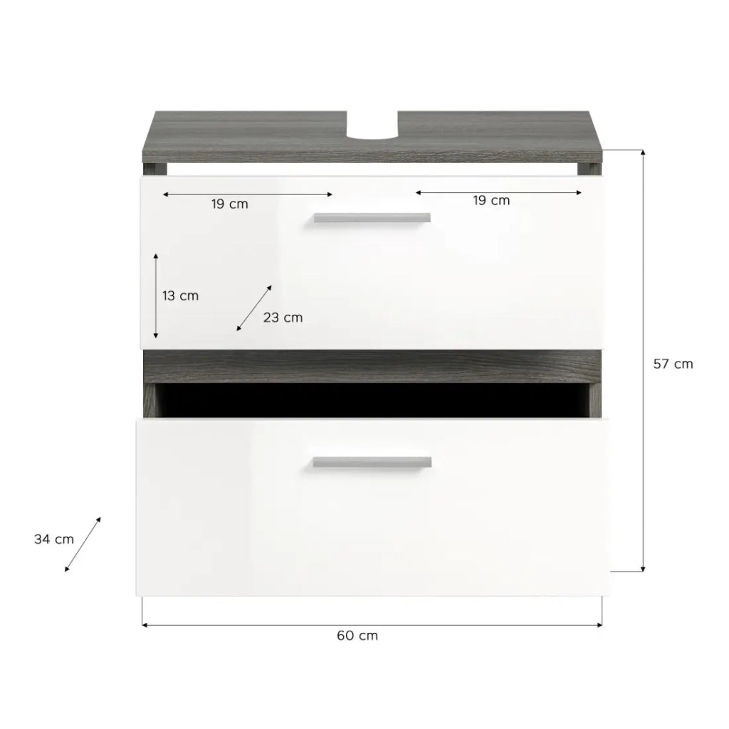 Set di mobili da bagno WILLIAM – Grigio scuro e bianco – 60x191x34 cm