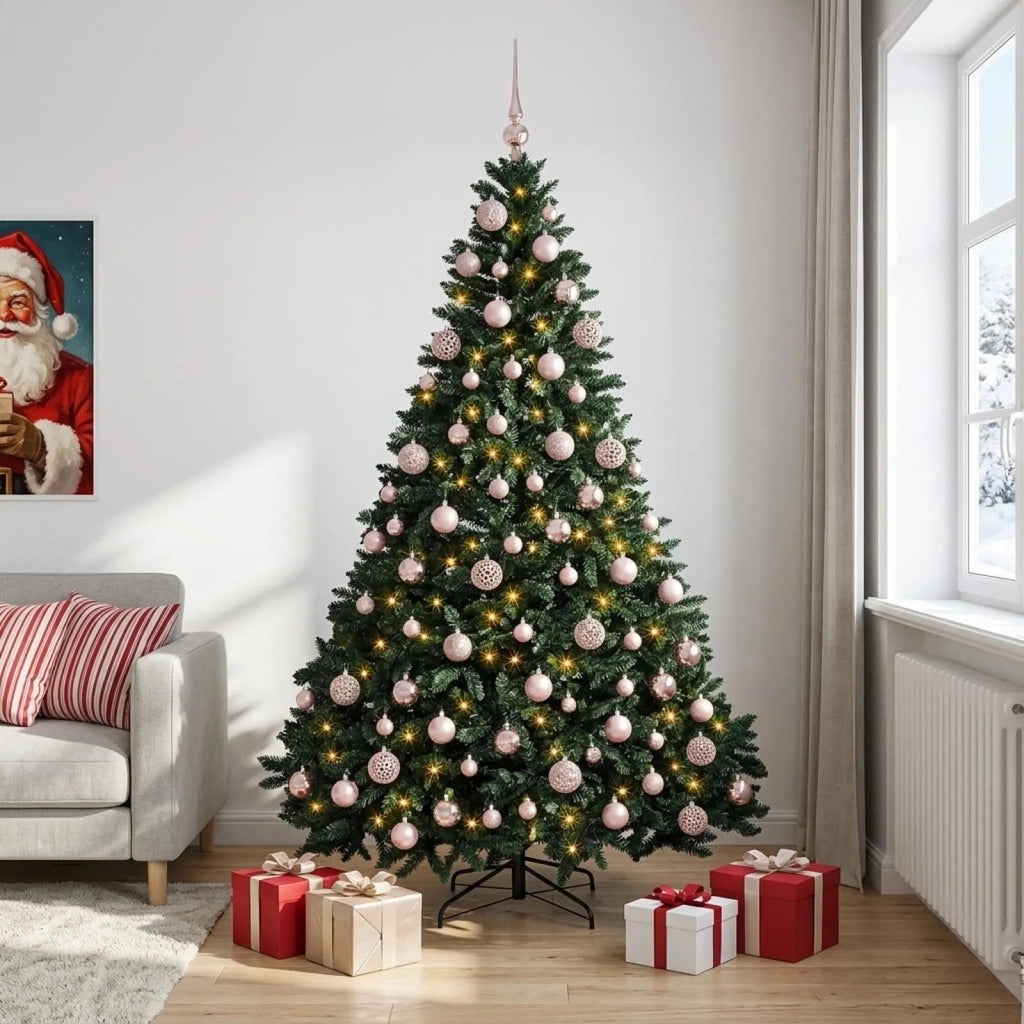 Albero di Natale artificiale verde scuro con palline 240 cm 3466748
