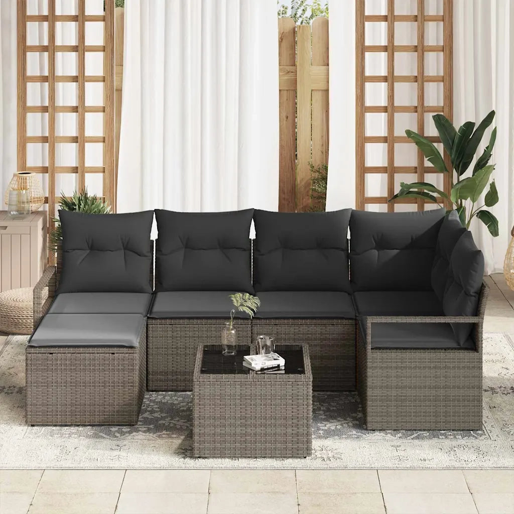 Set di divani con cuscino 7 pcs Grigio chiaro polyrattan 3355128